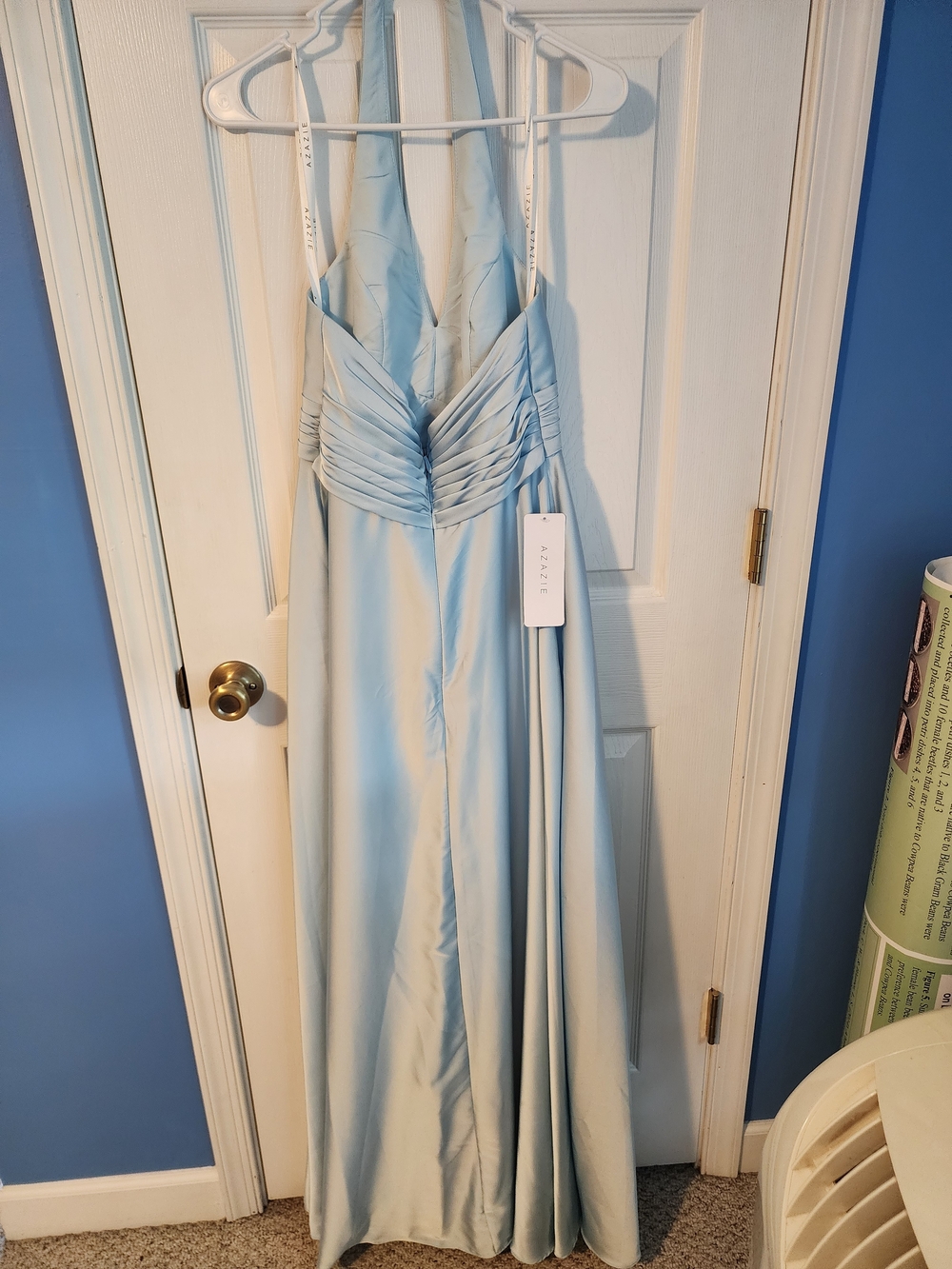 Azazie Sky Blue Halter A-Line Maxi Dress - Picture 4 of 4